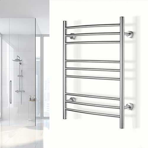Warmlyyours, Riviera 9 Bar Electric Radiant Heated Towel Warmer, Brushed, Dual Connection #TOP3