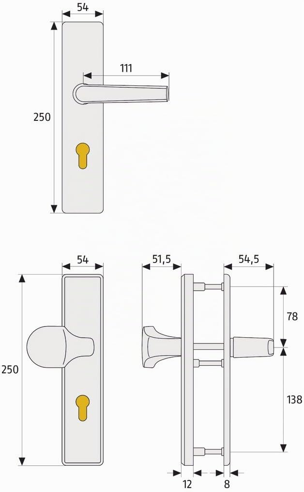 ABUS Tür-Schutzbeschlag HLT612 F2 neusilber | Stahleinlage für hohen Abreißschutz, geeignet für Haus-Eingangstüren, Abstand 92 mm, Vierkantstift 10 mm