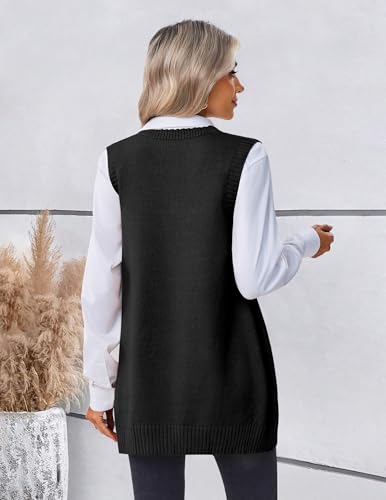 Zeagoo Women's Sweater Vest 2025 Oversized Sleeveless V Neck Pullovers with Pocket Knitted Fall Outfits3