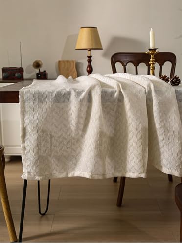 Nappe rectangulaire 140x180 aspect lin beige en polyester