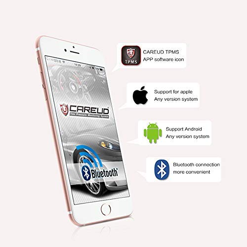 3T6B Car Bluetooth TPMS Tire Pressure Monitoring System Phone APP Monitoring with 4 External Sensors for Car