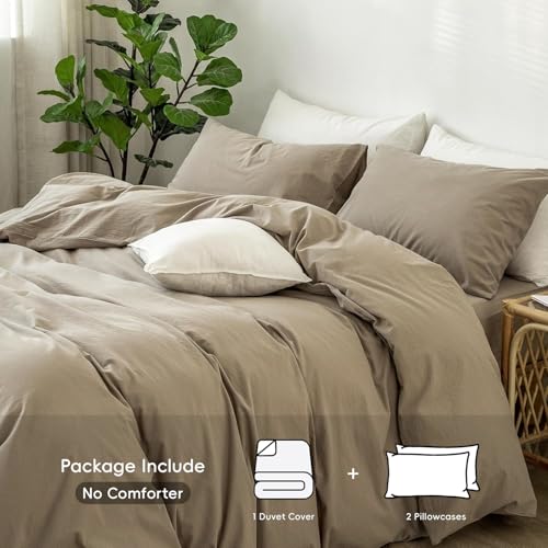Image of MooMee Duvet Cover Set 100% Washed Cotton Linen Like Oversized King