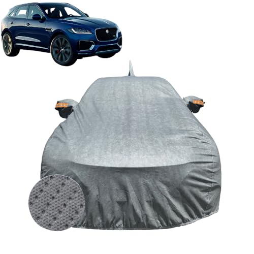 Image of Car Cover for Jaguar F-Pace (2016-2020) | 100% Waterproof Cover with Reflective Mirror Pockets | Dustproof, Scratchproof, Heatproof Jaguar F Pace Car Cover |Soft Cotton Lining| Grey