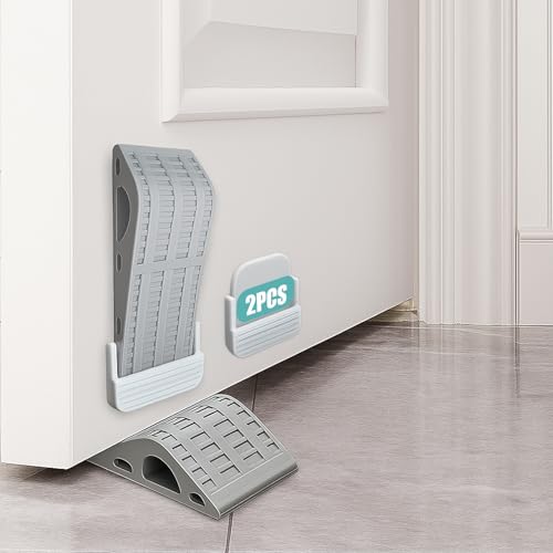 2 Pack Rubber Door Stop for Floor Anti-Skid Doorstop Wedges Heavy Duty Door Stoppers for Floor Anti-Slip Doors Wedges for All Types of Surfaces Preventing Accidents Grey