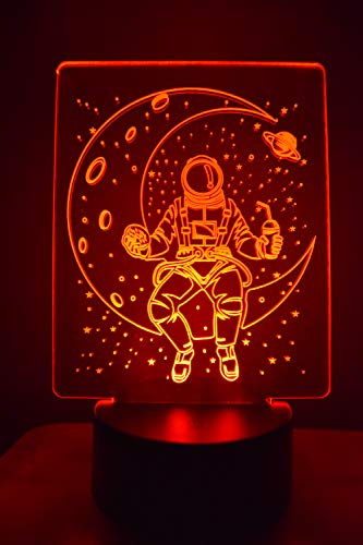 Lampe illusion 3D astronaute avec tactile et télécommande pour table