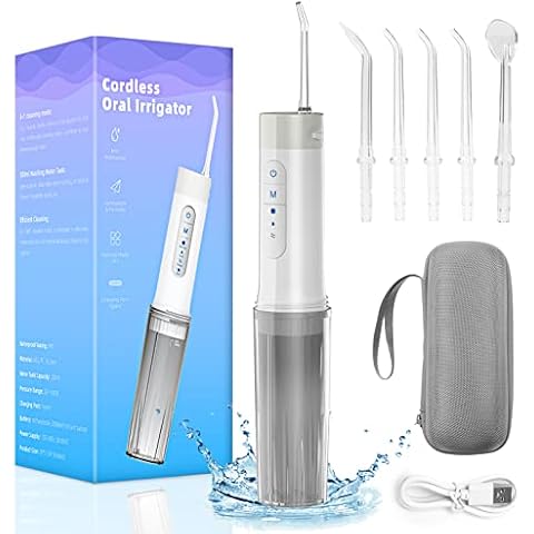 CARER BEAUTY Upgraded Water Flosser Cordless Teeth Cleaner, Portable Teeth Water, IPX7 Waterproof Oral Irrigator with DIY Modes 4 Jets 200 mL Detachable Water Tank for Home Travel (USB Recharged) Cover