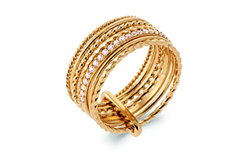 Bague plaqué or 7 rangs anti-ternissement pour doigts sensibles