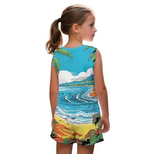 ZFRXIGN Girls Summer Clothes 5-14 Years Tropical Outfit 2 Piece Going out Set Sleeveless Tank Top for Casual Wear2