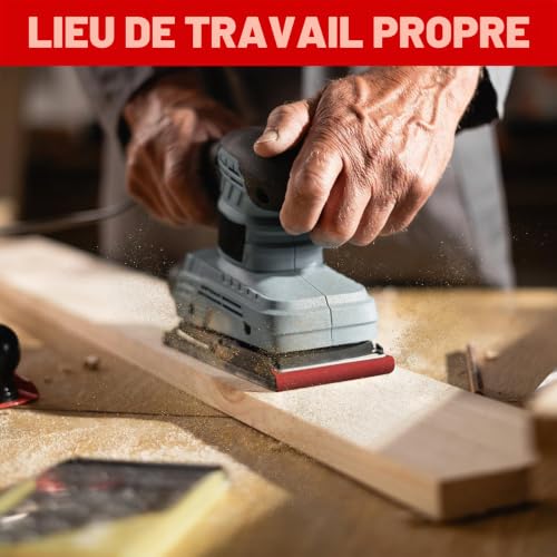 80 Feuilles Abrasif 93x185mm Grain 150 Papier de Verre 8 Trous Rectangulaire pour Ponceuse – vue 6