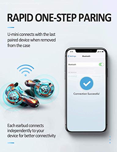 Aminy U-King True Wireless Earbuds Waterproof Ipx7 Bluetooth Earbuds Wireless Headphones Bluetooth Headphones,Hifi 5.0 Wireless Earbuds 120Hrs Playing Time With Charging Case-Fireworks #TOP4