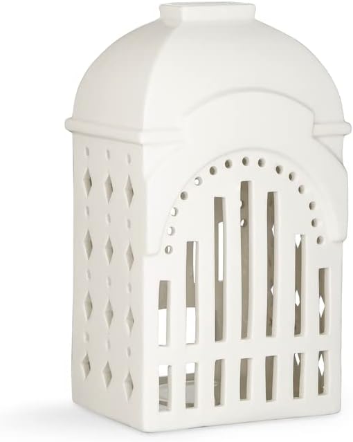Kahler Urbania Tivoli Lighthouse Entrance Candle Holder, White, 7.3" H, Designed by Bache & Bendix Becker, Gift Box Included