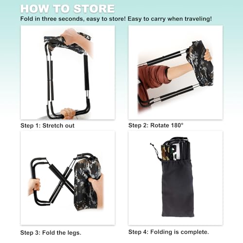 Camping Stool, Portable Folding Stool with Carry Bag, 12in Portable Folding Chair Collapsible Camp Stool Outdoor Footstool for Travel Walking Hiking Fishing Picnic Barbecue (Blue/Gray) - Image 5