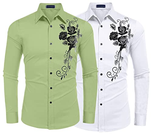 Image of Zombom Men's Regular Fit Cotton Blend Printed Full Sleeve Casual Shirts