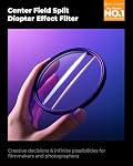 K&F CONCEPT 82mm Centerfield Split Diopter Filter Double Glass Special Effect Camera Lens Filter (Nano-B Series)