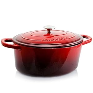 Crock-Pot Artisan Oval Enameled Cast Iron Dutch Oven, 7-Quart, Scarlet Red