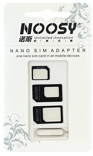 SIM Card Adapter Nano Micro - Standard 4 in 1 Converter Kit with Steel Tray Eject Pin (Black)