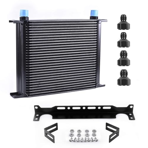 AN10-10AN Stacked Plate Oil Cooler Universal Engine Transmission British Radiator Oil Cooler Condenser Aluminium Alloy Black (30 Row)