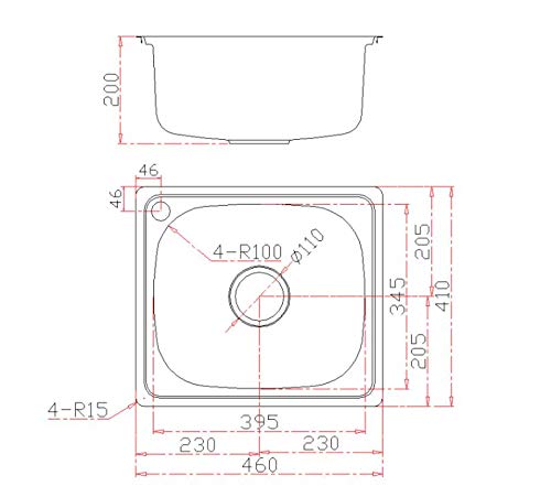 Omeere 1x Lavello inox 304 0,8MM,lavello da cucina...
