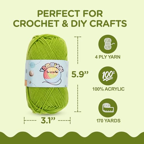 Image of YammiAmi 2,550 Yards Beginner Crochet Kit for Adults - 15 Large Single Color Yarn Skeins - 49 Pc Amigurumi Crochet Kit for Starters - Learn to Crochet with Instruction Book - Accessories Set