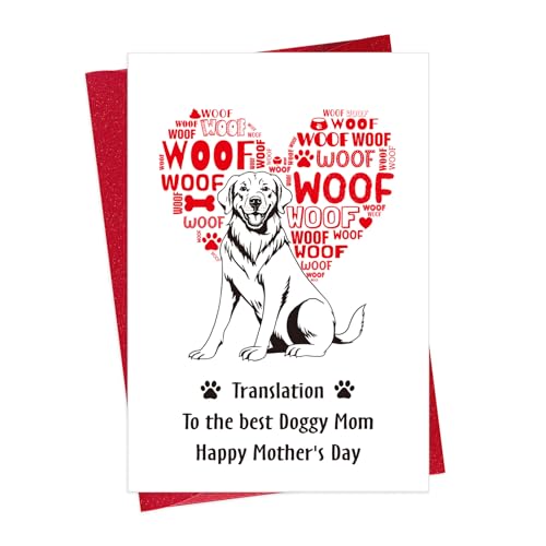 FLYAB carte fête mères chien 5.5"x8" avec enveloppe