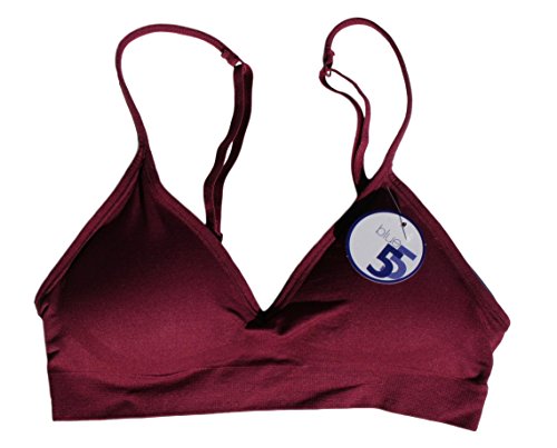 Image of Blue 55 Women's Bralette Wireless Padded Bra Top Sexy Everyday Basic Deep V-Neck