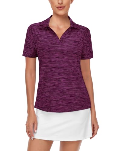 Cucuchy Style Workout Shirts For Women Gym,Cucuchy Golf Apparel Female Classic Short Sleeve Polo Shirts Fast Dry Breathable Compression Outdoor Activities Sports Casual Wear Plum Xl thumb #2
