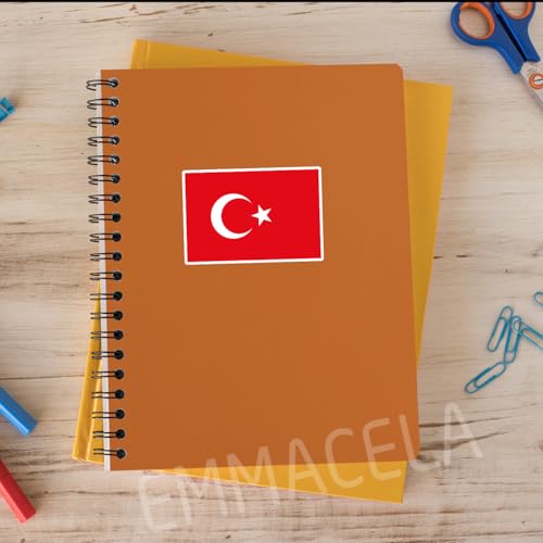 Image of (3PCS) Turkey Flag stickers, Countries Flag Stickers - Waterproof Vinyl Decals For Laptops, Tumblers, Water Bottles, Books, Scrapbooks, Size 3 x 2 Inch