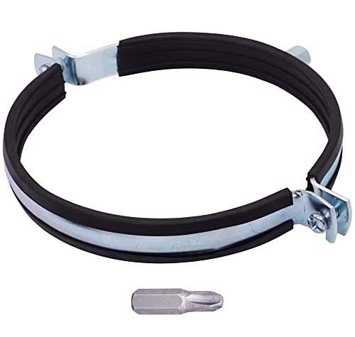 SKIR'CO (1 pièce) Support de tuyau avec revêtement en caoutchouc pour tuyaux de 150 mm, collier de serrage, support de tuyau pour montage mural et plafond