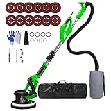Drywall Sander, 2025 Upgraded 8-Amp Popcorn Ceiling Removal Tool with 7 Variable Speed 800-1800RPM, Drywall Sander with Vacuum Dust Collector with Extendable Handle, LED Light, 12pcs Sanding Discs