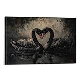 BIRART Swan Art Dark Moody Art Black Swan Poster Leinwand 