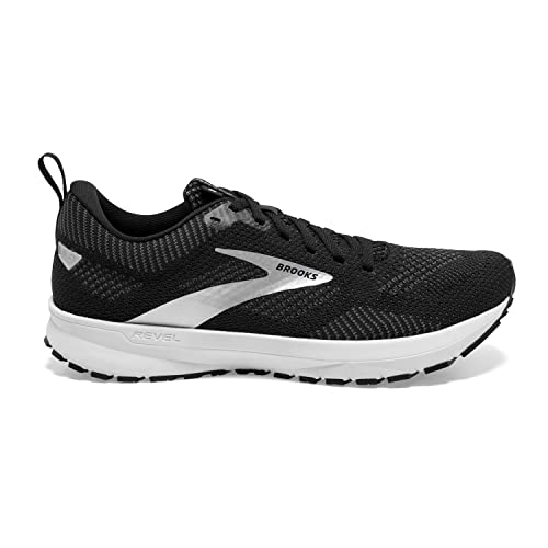 Brooks Revel 5 Sneakers For Women Offers Rubber Outsole, Lace-Up Closure, And Arrow-Point Outsole Pattern Black/Metallic/White 9 B - Medium #TOP1