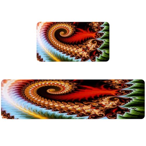 Alfombrillas de cocina abstractas de diseño fractal juego de 2 alfombras de alta resistencia VAPOKF 2