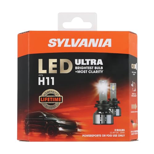 SYLVANIA H11 LED Ultra - Fog Lights For Cars and Trucks - Headlight Bulbs for Off Road Powersports - 6000k Cool White LED Light - Maximum Lifespan - No Polarity - DIY Upgrade