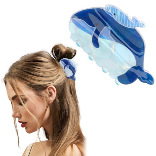 Tihebax Fish Hair Claw Clips - Fun & Cute Novelty Whale Hair Claw for Women and Girls