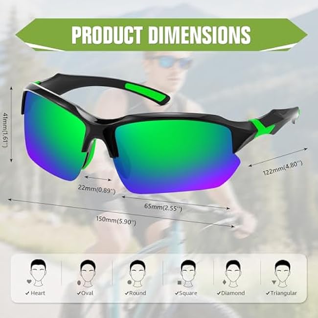 FEISEDY 3pack Polarized Sports Sunglasses for Men Women Fishing Running Baseball Outdoor UV400 Protection B9163