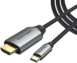 VENTION USB C to HDMI Cable, 2m USB Type C to HDMI 4K 60Hz Thunderbolt 3 Adapter, Compatible with iPad Pro, MacBook, Mate 20, Galaxy S9/S8, Surface Book 2/Go and More