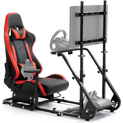 Dardoo Racing Simulator Cockpit with Seat & Monitor Stand Fit for Logitech G923 G29 G920, for Thrustmaster, Steering Wheel Frame Compatible with Playstation 4, Without Wheel, Pedal, Shift and Monitor