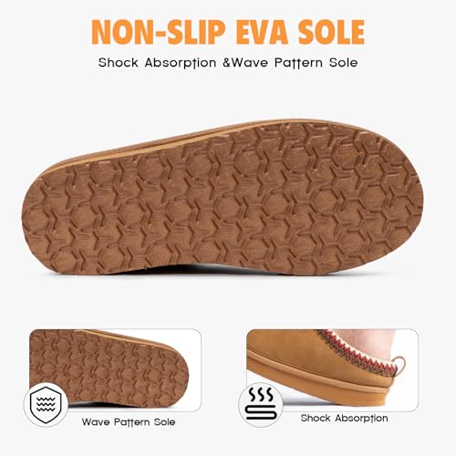 FITORY Women's Suede Slipper, Flat Slip On House Shoes with Faux Fur Lining Indoor Outdoor Short Mini Boots4