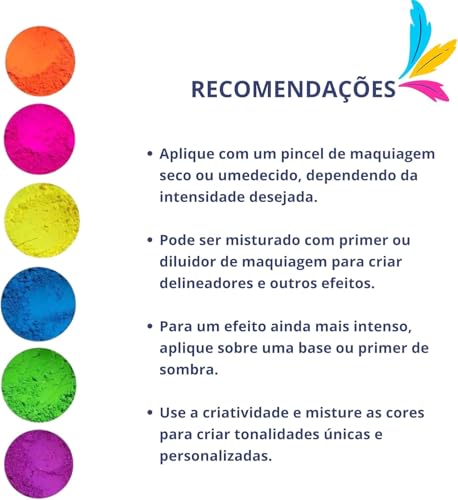 Kit com 6 Sombras Néon Brilho Vibrante para o Carnaval e Festas