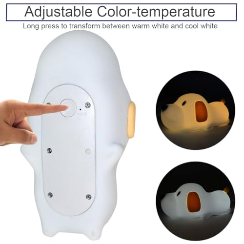 Image of S NMT Silicone LED Papa Puppy Night Light Touch Sensor Switching Night Lamp, Transform Between Warm White 2700K and White 6500K, Safe SIL+ABS, Sleep Timer Setting for Kids Babies Bedside and Nursery