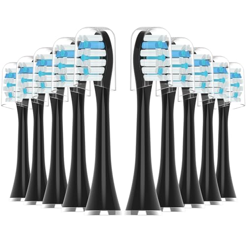 Feihead Replacement Toothbrush Heads 10 Pack Compatible with AquaSonic Black Series Vibe Series Black Series pro and Duo Series pro Electric Toothbrush Balck