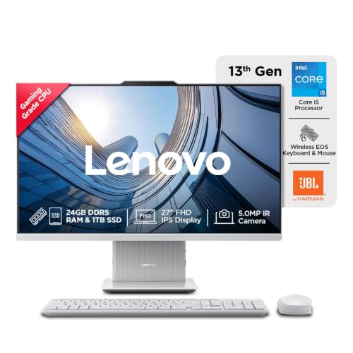 Image of Lenovo IdeaCentre AIO Intel Core i5-13420H 27 inch FHD (24GB RAM /1TB SSD /Win11 /Microsoft 365 Basic + Office Home 2024 /3Wx2 Harman /Wireless EOS Keyboard & Mouse,Grey), F0HM00W6IN All-in-One Desktop
