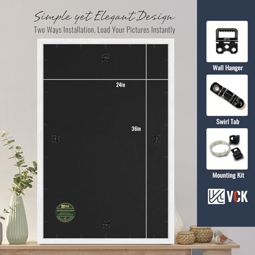 Image of VCK 24x36 Frame 5 Pack, White Exclusive Wood, 20x30 Mat, for Picture