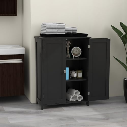 TaoHFE Bathroom Floor Cabinet, Storage Cabinet with Doors & Shelves