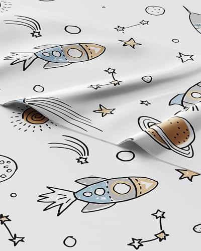 Kids Full Size Space Bed Sheets - 4 Piece Space Sheet Set - Galaxy Theme bedding - Ultra-Soft & Cozy - Comfy, Breathable & Machine Washable - Spaceship Rocket Bed Set for Boys, Girls, Teens & Toddlers