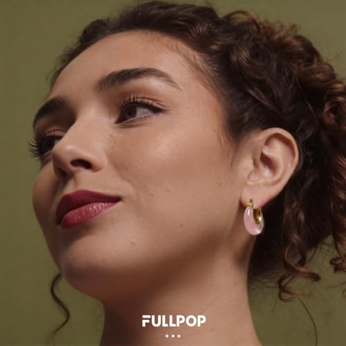 Image of Fullpop Vintage Earrings for Women, Chunky 14K Gold Plated Resin Hoop Earrings Lightweight Hollow Drop Earrings Hypoallergenic Earrings for Women Vintage Anthropologie Jewelry Gifts for Women