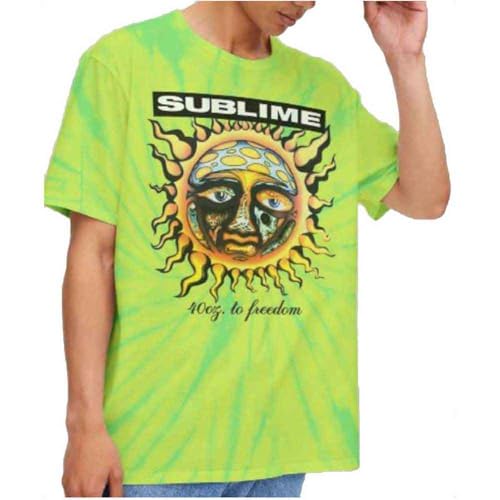 Sublime Camiseta 40Oz to Freedom Band Logo Nuevo Oficial Unisex Dip Dye Verde, verde, XL