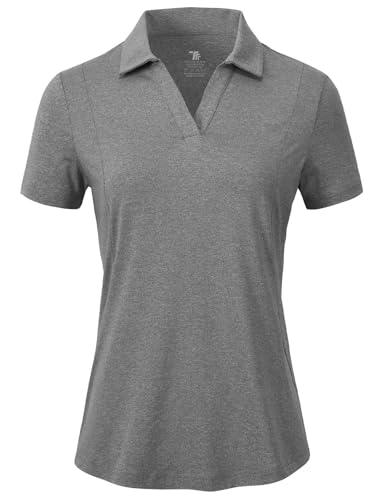 Image of BGOWATU Women's Short Sleeve Golf Tennis Polo Shirts V Neck Collared Workout Tops UV Protection Dry Fit