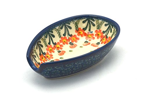 Polish Pottery Spoon Rest - Peach Spring Daisy