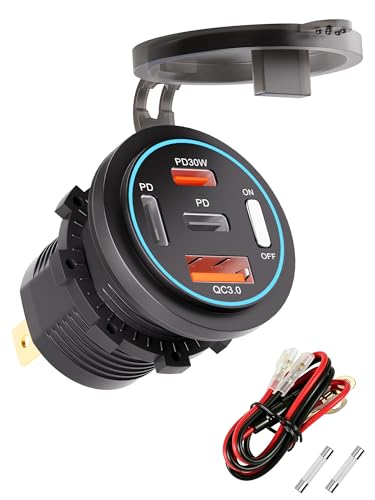 Chargeur rapide allume-cigare Type C pour vos voyages en famille en moto et camping-car